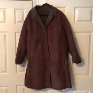 Beautiful Landsend faux suede Sherpa lined barn coat. Sz 3x Nwot